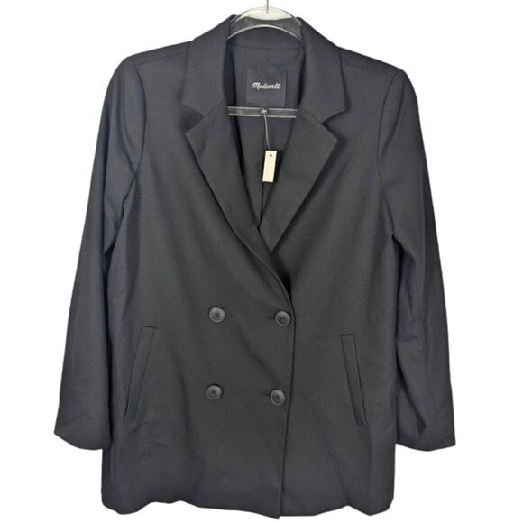 Madewell Caldwell Double Breasted Blazer Black Classic Preppy Size Small NWT - Picture 1 of 10